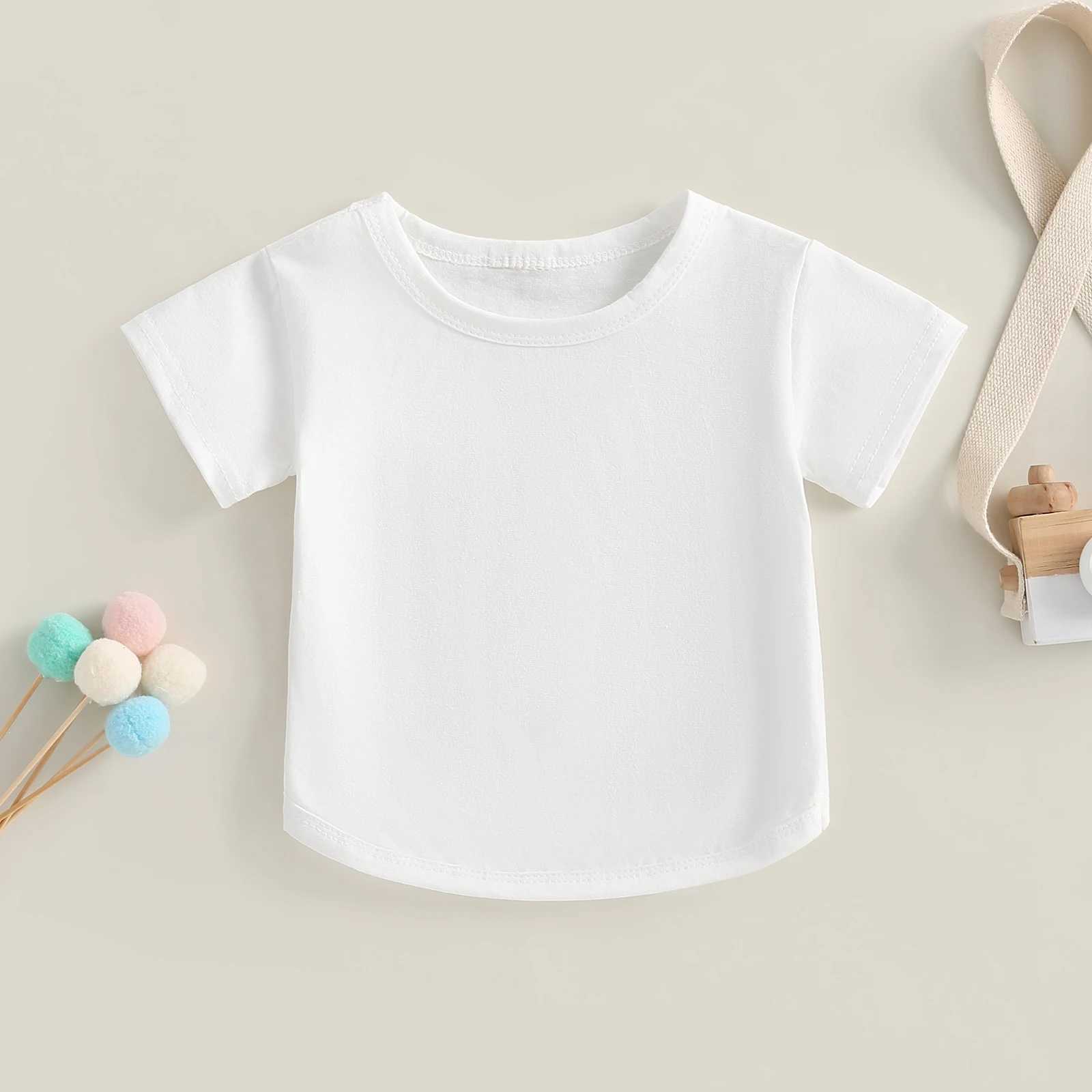 Pudcoco Kids Newborn Baby Boy Girls T-Shirt Casual Summer Round Neck Solid Color Loose Short Sleeve Pullover Shirt Toddler 0-3T T250603