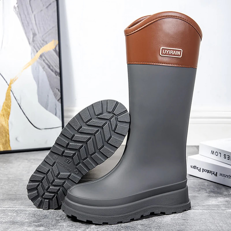 Adult Fashionable High-top Rain Boots Womens Waterproof and Non-slip Rain Boots for Outdoor Travel and Camping Cotton Warm Boot 250304
