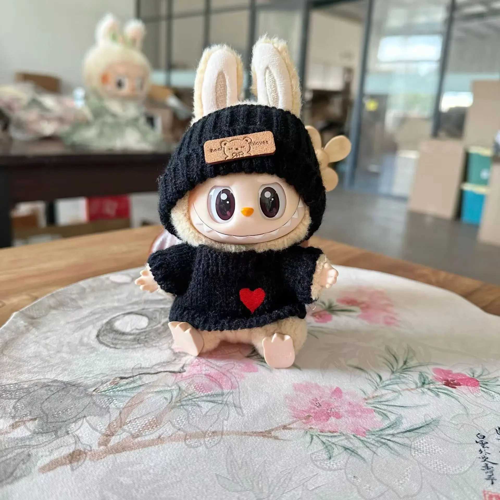 For 17cm labubu doll outfit clothes bear label hat love sweater set Cute Decoration Little ClothesT250307