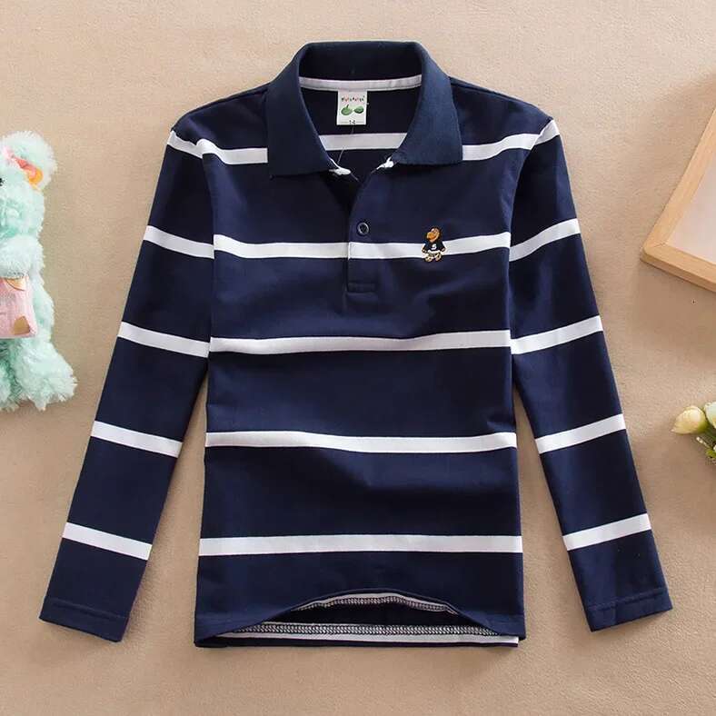 Ddmyshoesvip Children T Shirt Long Sleeve Polo Shirts Kids Stripes Tops Baby Boy Sports Polos Teneege Boys Clothes