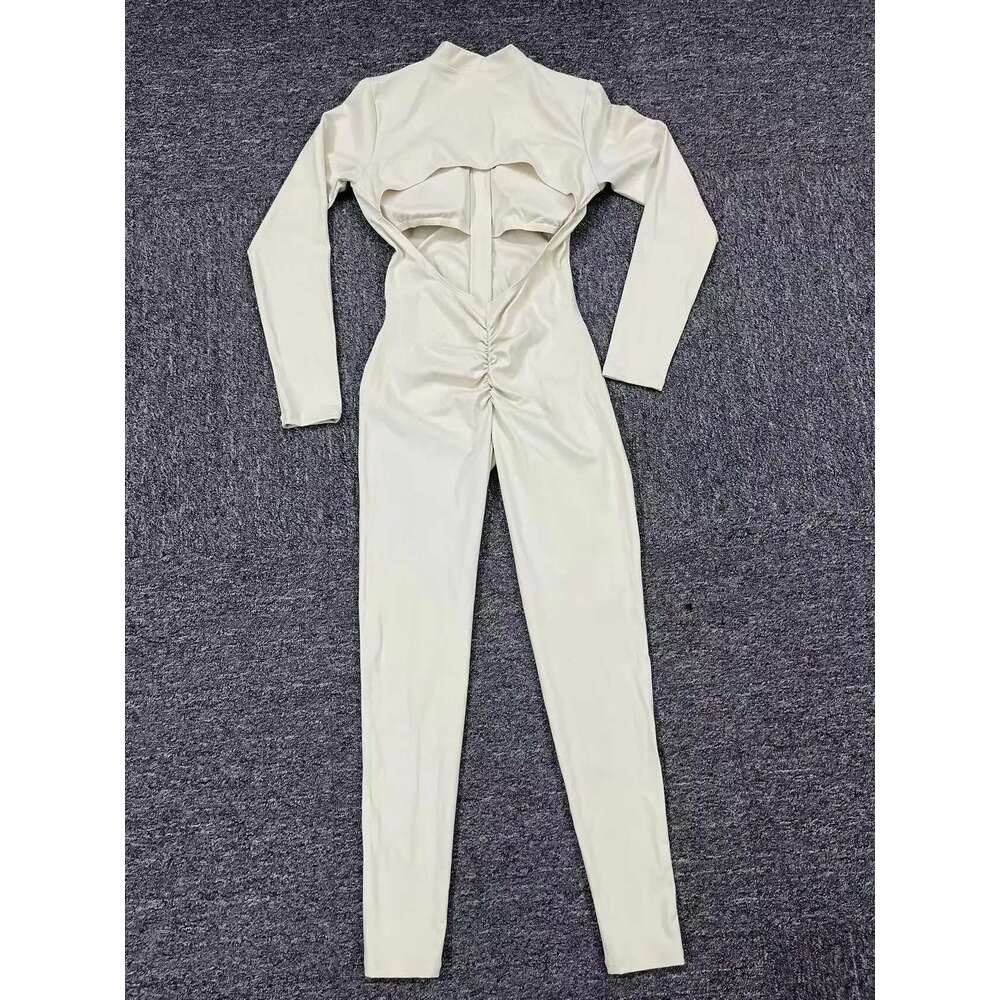 Women Long Sleeve Jumpsuit One-Piece Zipper Yoga Set Gym Push Up Workout Clothes Fiess Bodysuit Sportswear KLMY