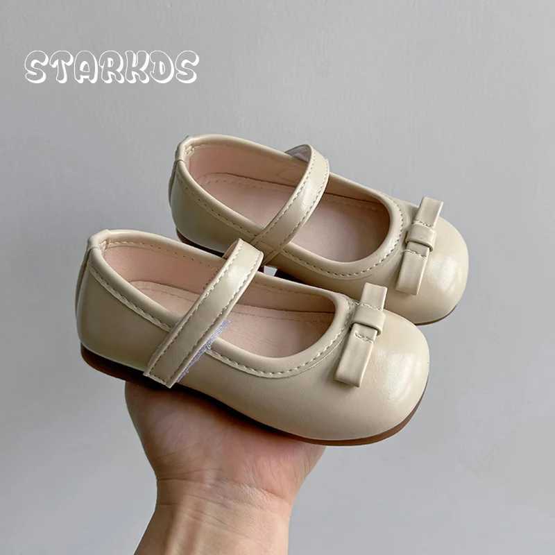 Vintage Green Leather Ballet Shoes For Baby Girls 2024 Spring New Flat Bowknot Mary Janes Kids Retro Dress Ballerina ZapatosT250306