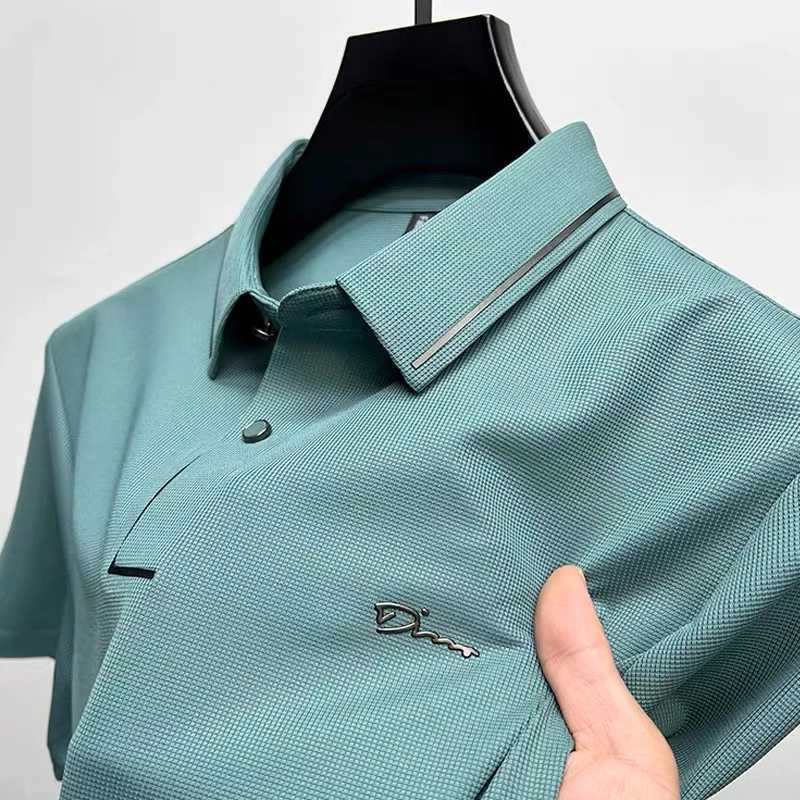 High quality ice silk breathable POLO shirt mens short sLeeved T-shirt summer fashion brand embroidered shirt mens luxury top X250306