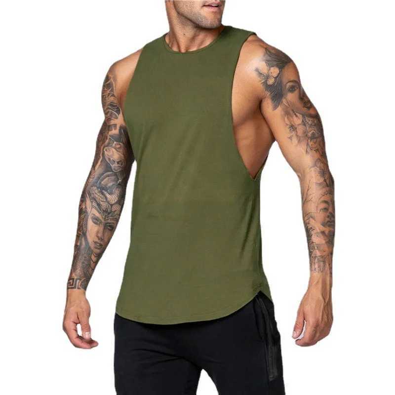 Summer Gym Training Tank Top Mens Loose Sleeveless T-shirt Basketball Sweatshirt CanvasT250318