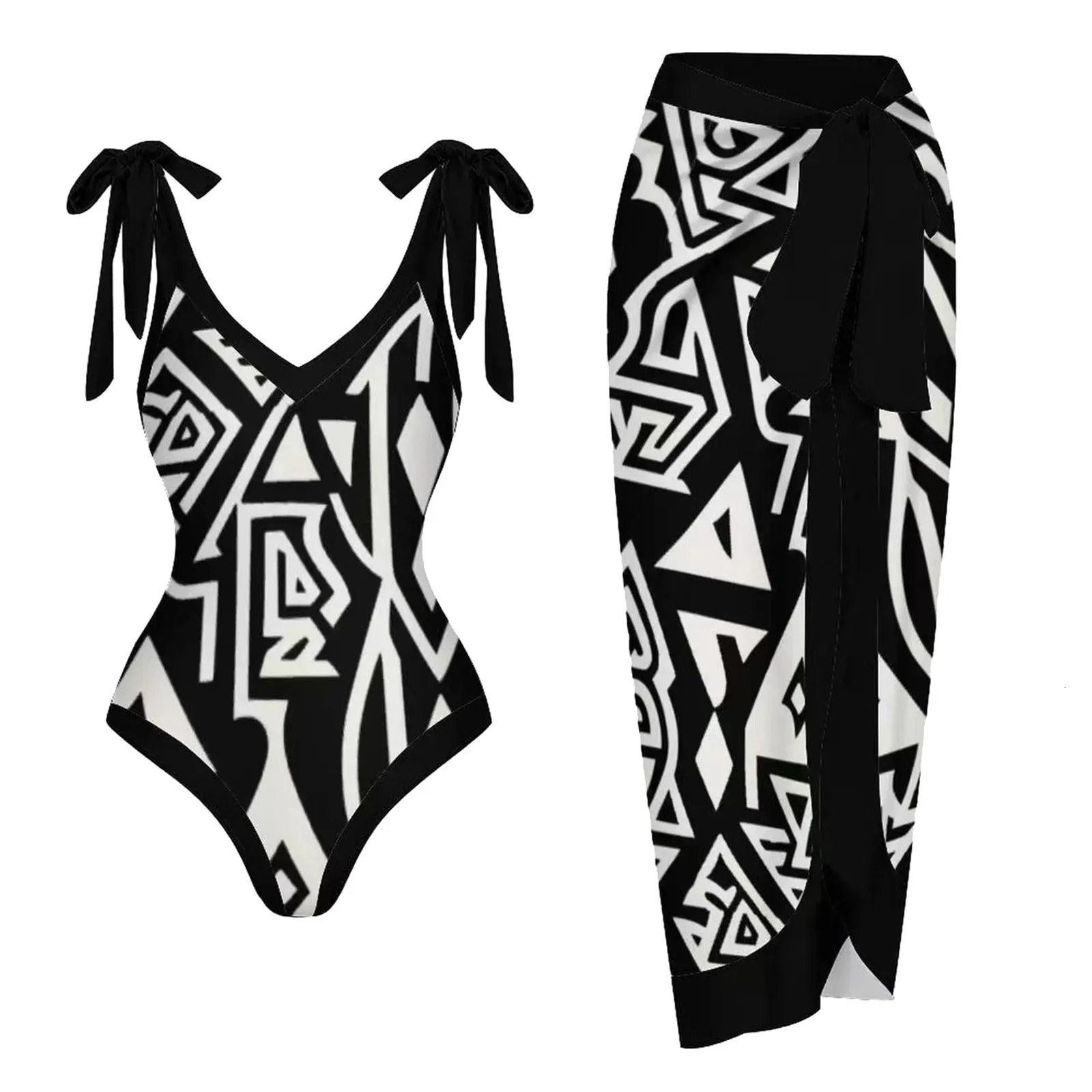 Woman Clothing Vintage Swimsuit European And American Sexy Chiffon Beach Skirt Set Female Summer Beachwear Monokini 250306