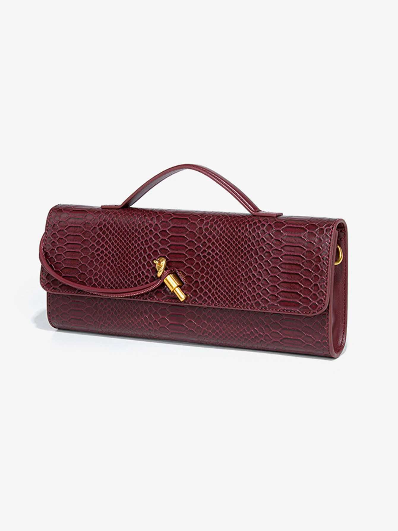 Burgundy bag ry red envelope wine red envelope upsc new handbag European and fi odile flip hand organ b Y250305