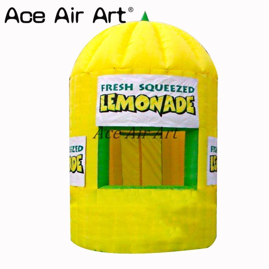 5mLx5mWx4mH (16.5x16.5x13.2ft) with blower Show display inflatable lemon booth inflatable lemonade stand with hands for advertising