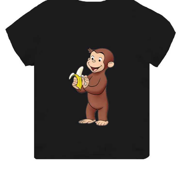 Hot Sale Monkey Print Cartoon Kids T-shirt Girls ClothesSummer Baby Boys Black Short Sleeve T shirt Children TopsT250306
