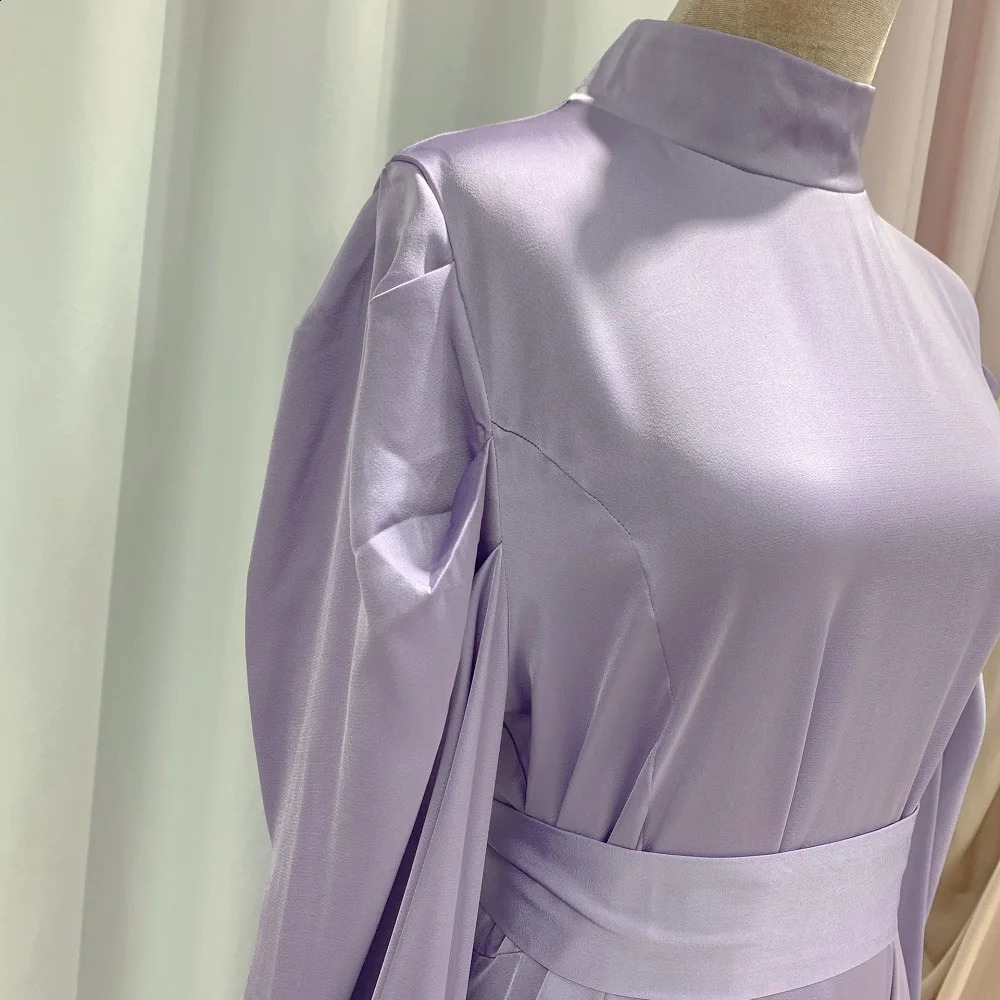 Eid Satin Ramadan Fashion Modest Abaya Muslim Dubai Saudi Arabic Slim Fit For Women Robe Clothes Femme Kaftan VestidosNo Scarf 250305