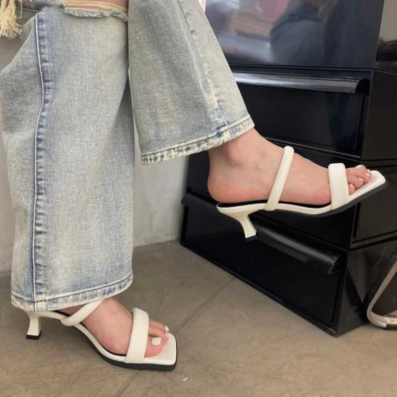 Wens Slippers Summer New High H Square Open Toe Simple Sandals Casual Fi Temperament Slim Slippers Y250306