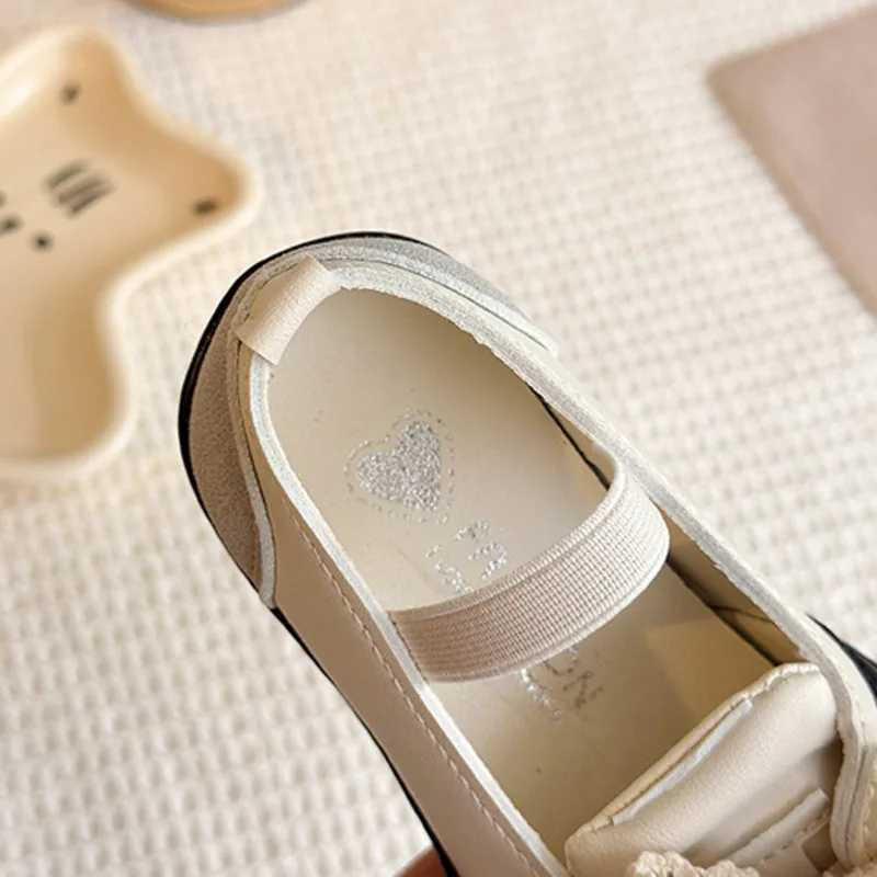 Spring Autumn Lace Bow Kids Flats Shoes PU Shallow Sport Fashion Shoes For Girls Elastic Band Soft Bottom Children Ballet FlatsT250306