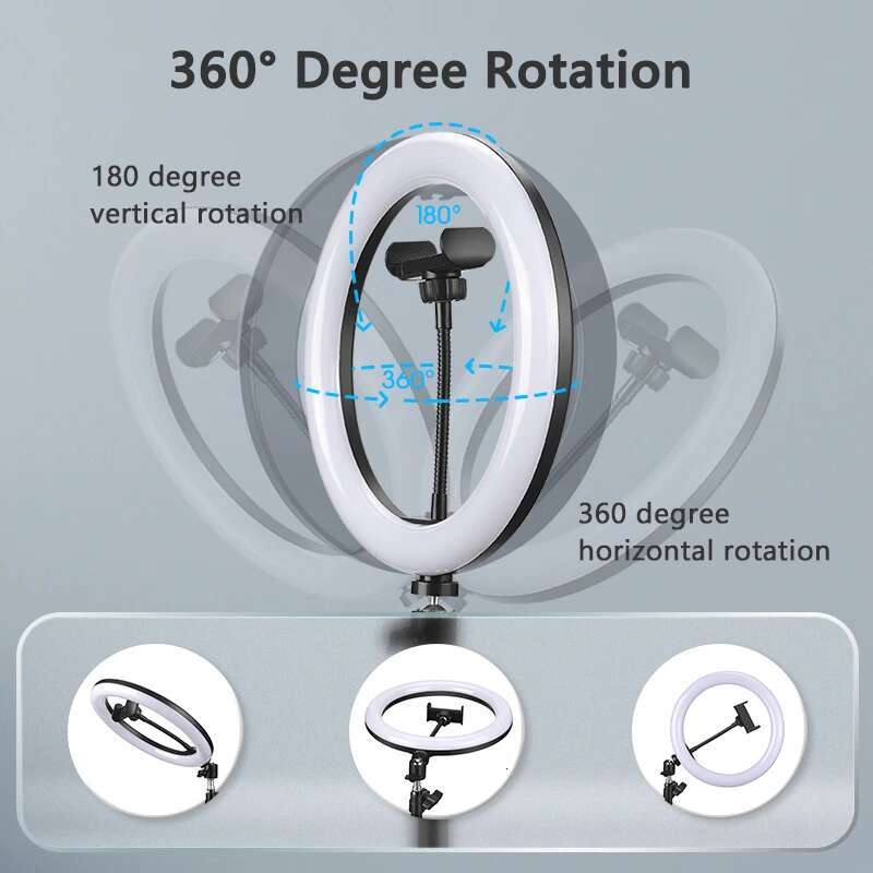 Youtube Shooting Vlog Selfie Circular Photo Ring Light Led Photographic Video Camera Lamp Studio Lighting Phone Holder