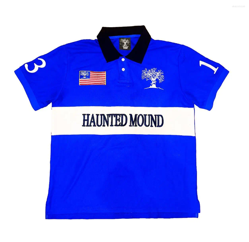 Men's Casual Shirts Retro Haunted Mound Fashion Polo Shirt Street Hip Hop Short Sleeve Men Turndown Collar Baseball Uniform Top