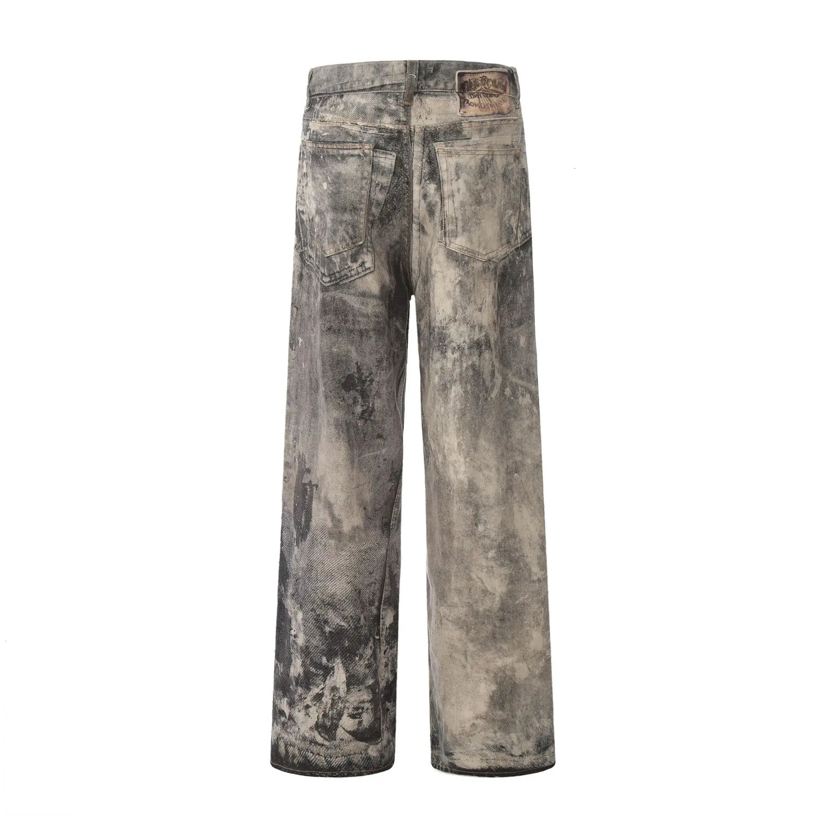 Mens Jeans Floor Length Pants Denim Camouflage Print Loose Casual Straight Trousers Pocket Splice Autumn Winter 250306wtt
