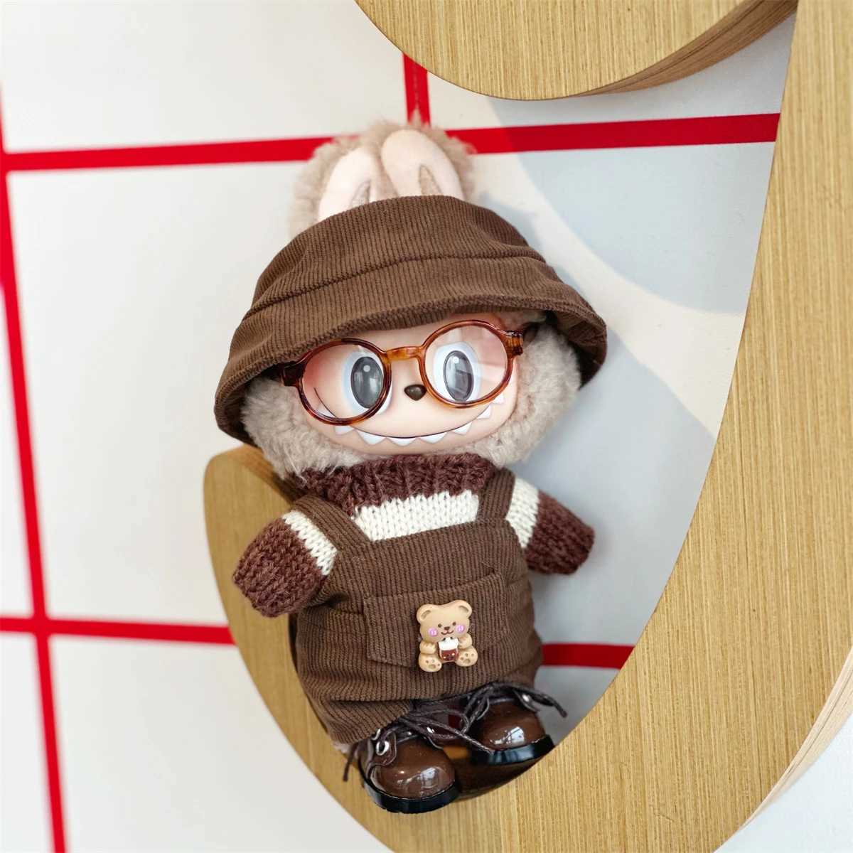 17cm doll clothes Labubu doll clothes casual versatile sweater fisherman hat overalls changing clothesT250513
