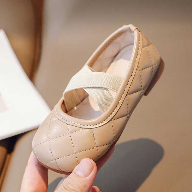 Children Flat Shoes Sewing Square Toe Soft Pu Leather Girls Princess Shoe Spring Elastic Band Leisure Slip-on Kids Shoe 21-35T250306
