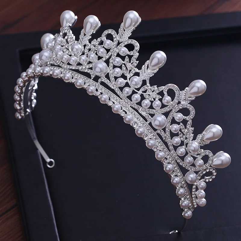 Tiaras Crowns Luxury CZ Pearl Princess Jewelry Engagement Wedding Hair Accessories Bridal Jewelry Sparkling Crystal Crown X250306