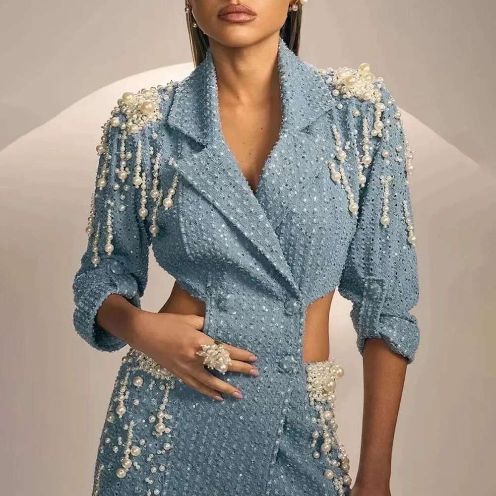 Hollow Out Dresses For Women Notched Collar Long Sleeve Patchwork Embroidered Flares Chic Dress Female Fashion New