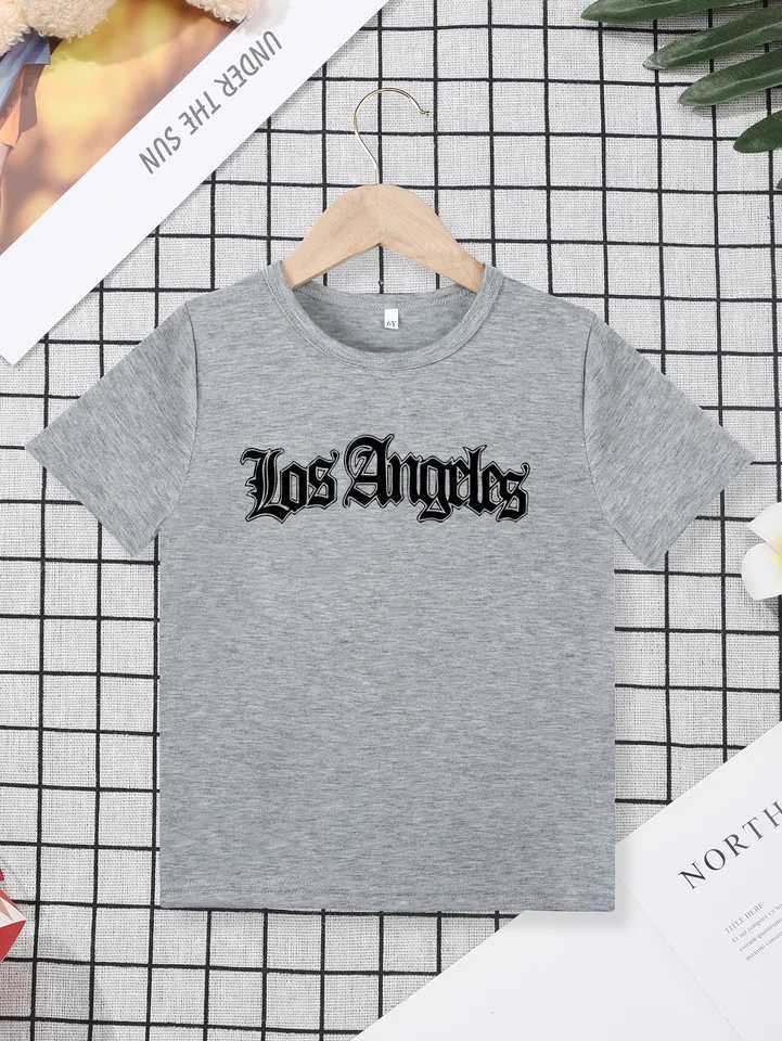 New Top Clothes Child Cool Fashion High Quality Girls Boys T-Shirts Los Angeles Printing Kids T-Shirts New StyleT250306