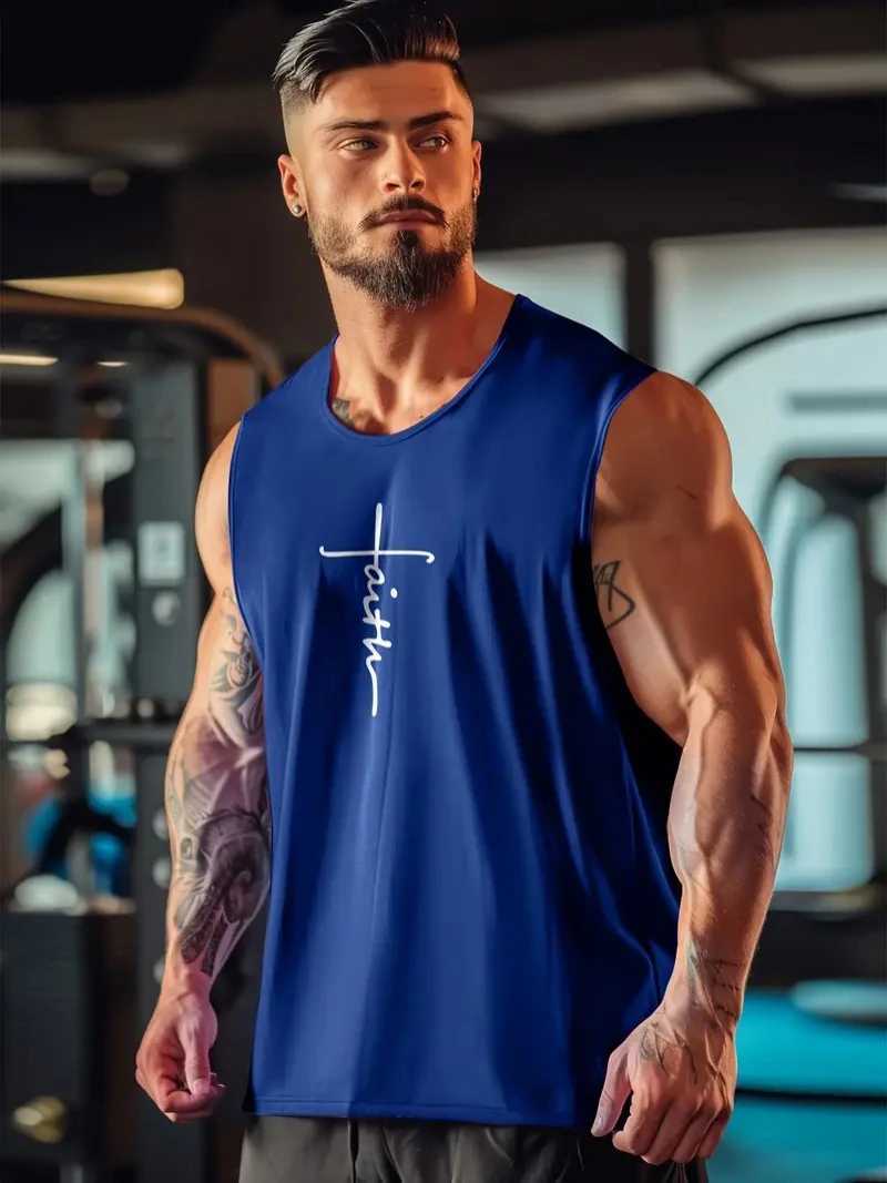 Mens Fitness Tank Top Quick Dry Fabric Sleeveless Top Gym Sports Tank Top Mens Bodybuilding Clothing Mens Singlet SweatshirtT250318