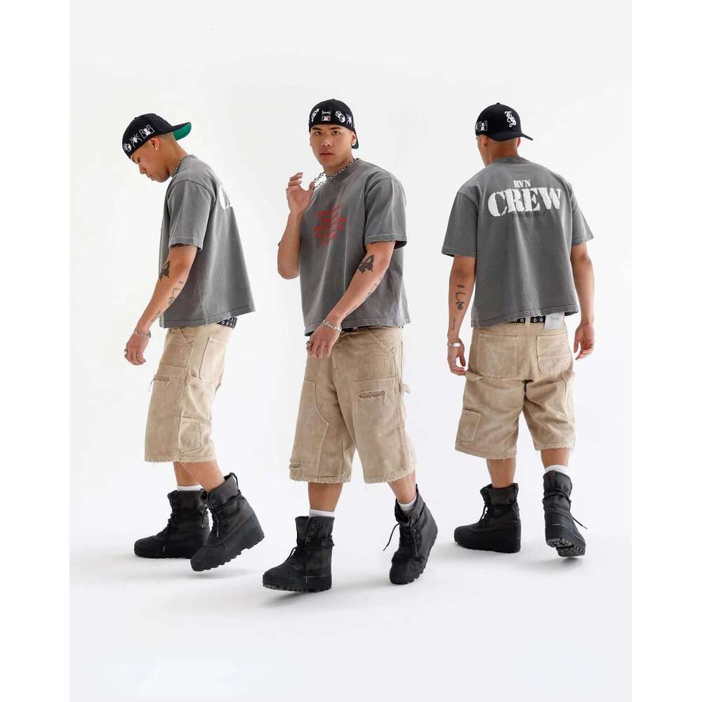 Summer Hip Hop Punk Wash Denim Men Y2k Vintage Ripped Hole Baggy Work Haruku Jorts Basketball Shorts Streetwear