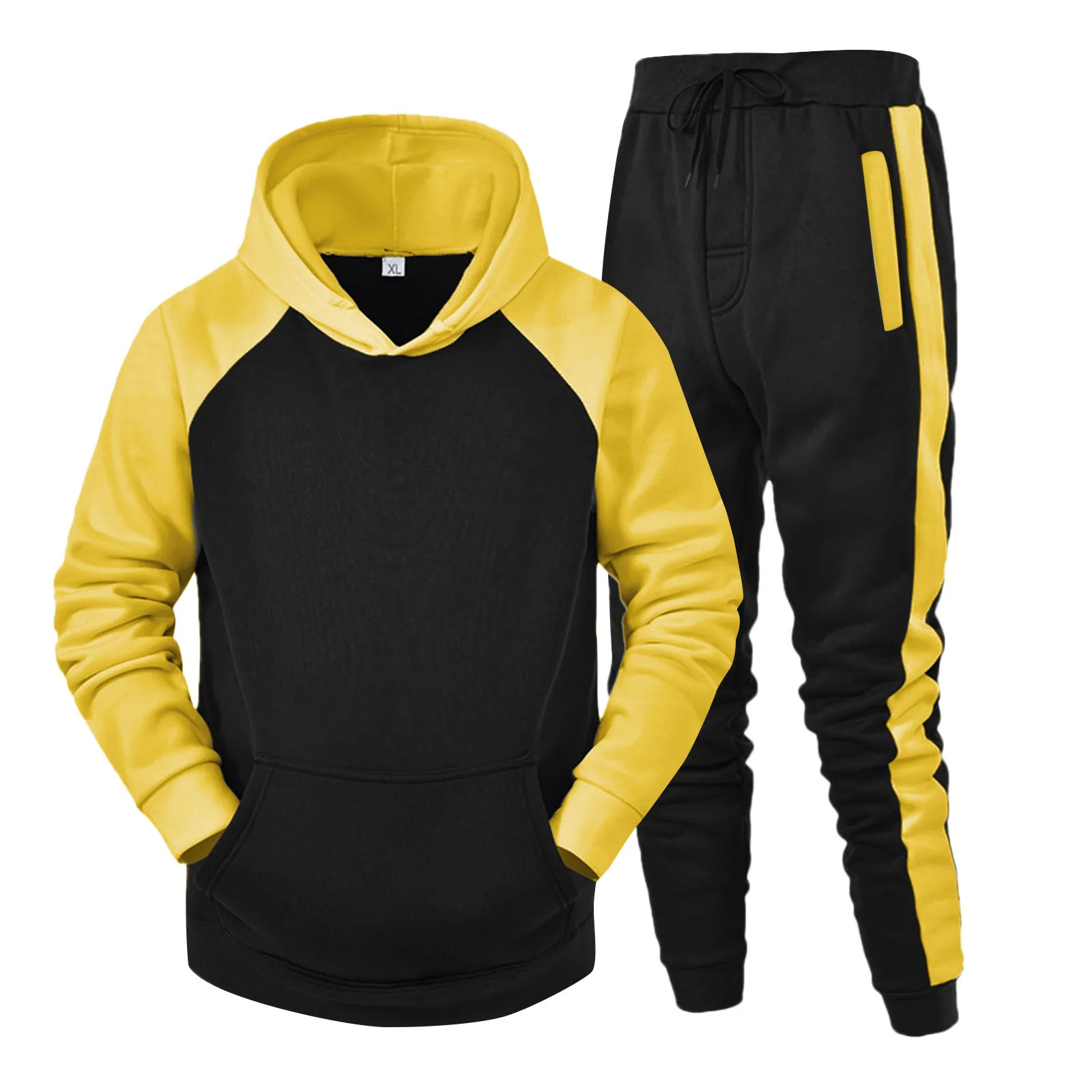 Hoodies 2 Piece Set Men y2k Streetwear Sport Casual Trouser Suits Long Sleeve Hooded SweatshirtsJogger Running Sweatpants 250306