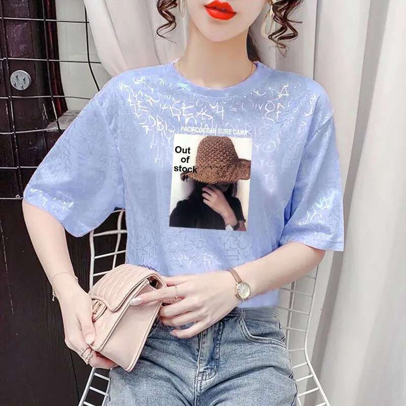 Women's Summer New Style Fashion Simplicity Printing O-Neck Short Sleeve T-Shirt Women Clothes Temperament All-Match Casual Tops
