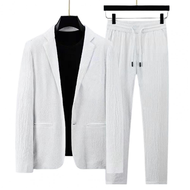 Spring Summer Fashion Suit Men Long Sleeve Highend Casual Slim Handsome Two Pieces Set Thin Jacket And Pants 250305