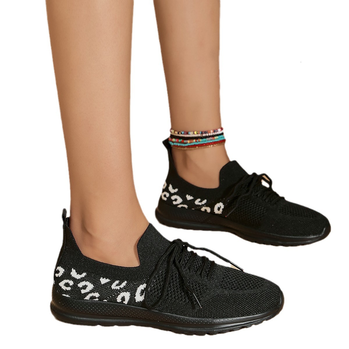 Wind 2025 Summer Personalized Women's Casual Shoes Flyknit Foot Chain Large New Style ddmykukumalu