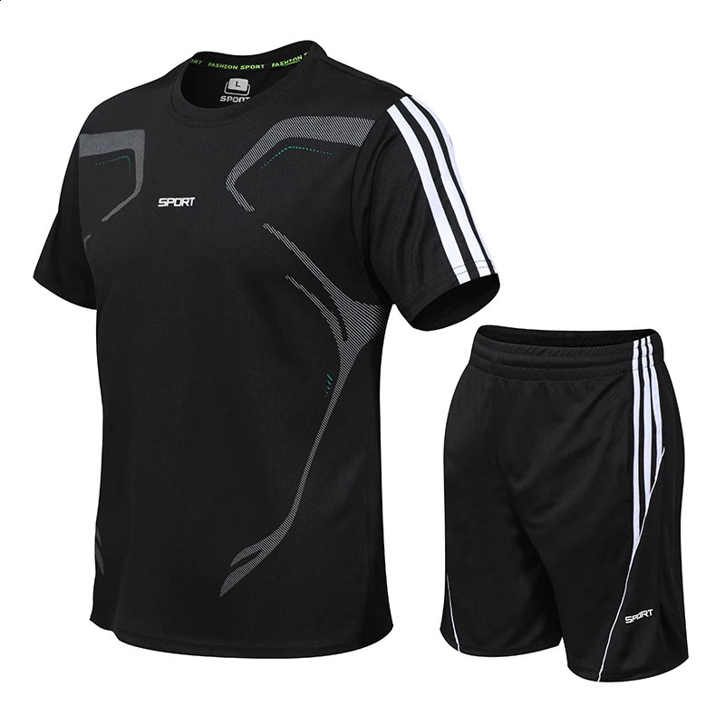 Sports Set Mens Summer Fitness Short sleeved Tshirt Quick Drying Clothes Running Loose Casual Sportswear Large 250305