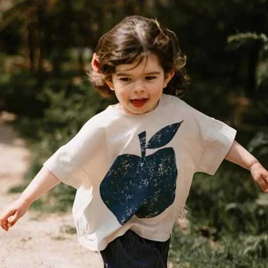 Pure Cotton Short Sleeve T Shirts Summer Thin Loose Cartoon Little Bear Simple Cute Soft Baby Girls Tees O-neck Pullover TeesT250306