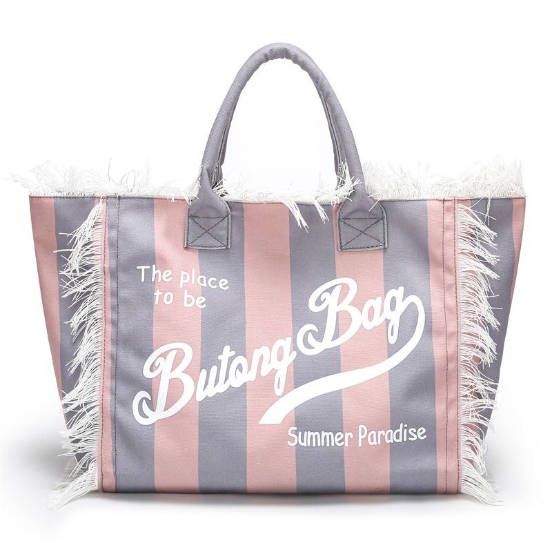 Evening Bags Spring Summer Leisure Holiday Tourism Canvas Stripe Handmade Tassel Handbag Tote Bag St barts travel bag yellow stiped bags