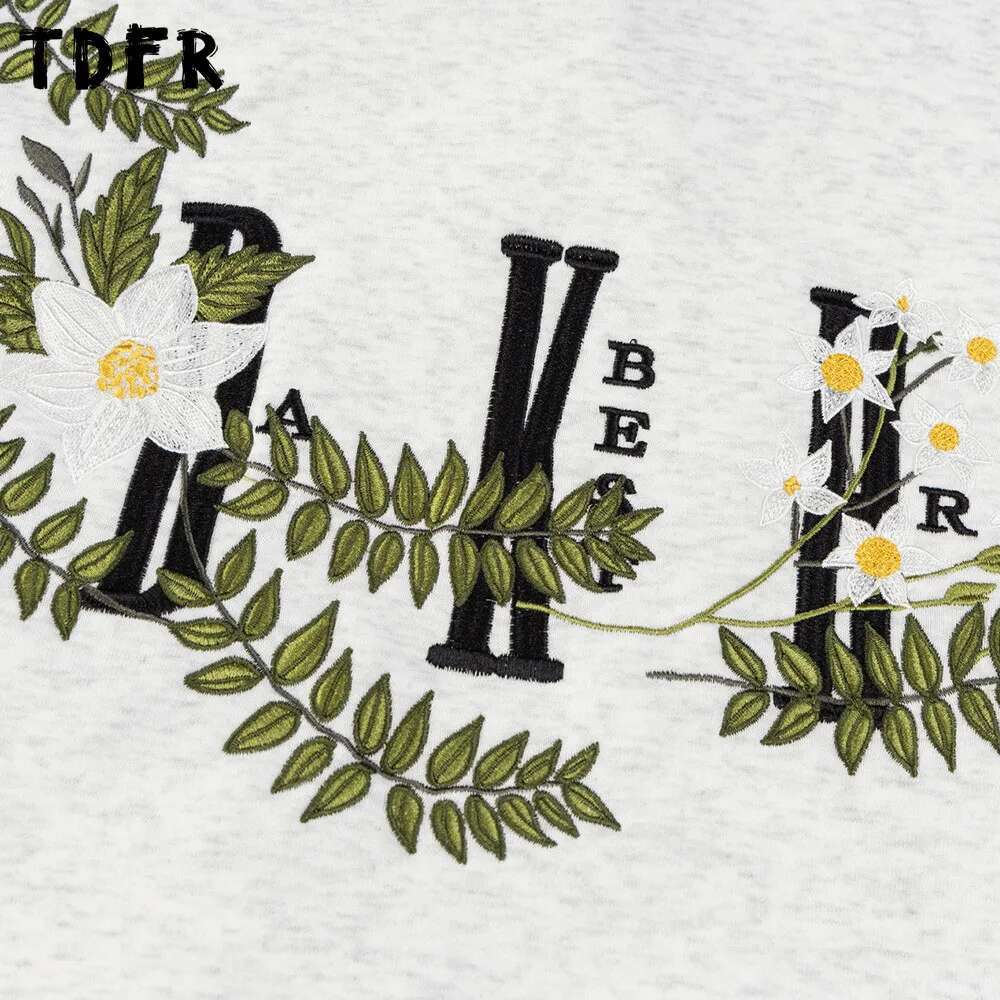 Wer Embroidery Hoodies Mens Front Pocket Spring Retro Streetwear Loose Long Sleeve Hooded Sweatshirts Men