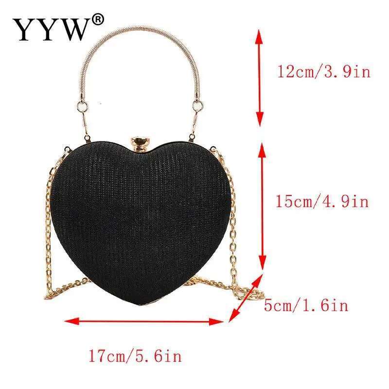 Heart-Shaped Sequins Love Evening Handbag Crystal Dia Clutch Top Handle Wedding Party Mini Purse Shoulder Messenger Bag