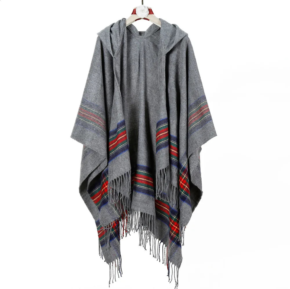 Tassel Split Shawl for Women Indian Nepalese Style Warm Air Conditioning Room Lady Cloak Poncho Capes Geometric 2024 250227