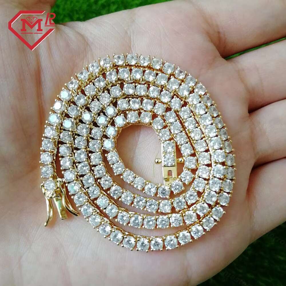 Wholesale Moissanite Necklace 3Mm 4Mm 5Mm Iced Out Sterg Sier Vvs Dia Men Women Moissnaite Tennis Chain