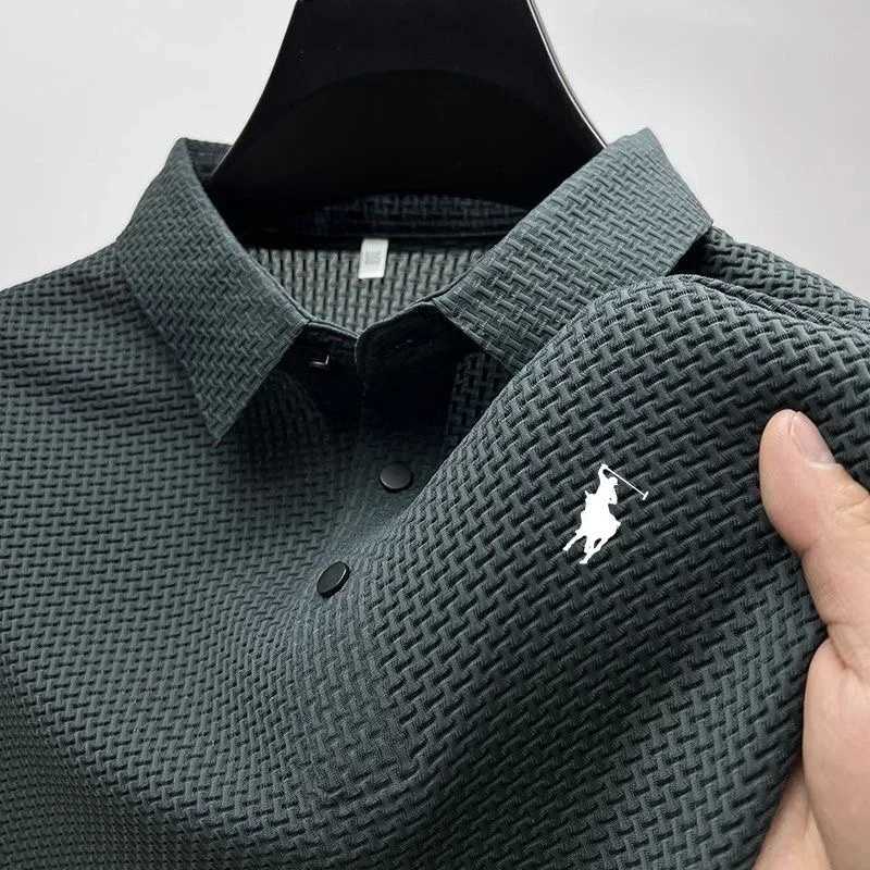2025 new summer high quality casual mens ice silk short sleeve POLO shirt fashion outdoor comfortable breathable top T-shirt X250306