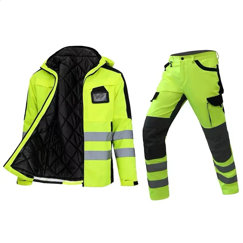 High visibility cotton winter anti cold safety reflective clothing road safety motorcycle riding reflective jacket 250305