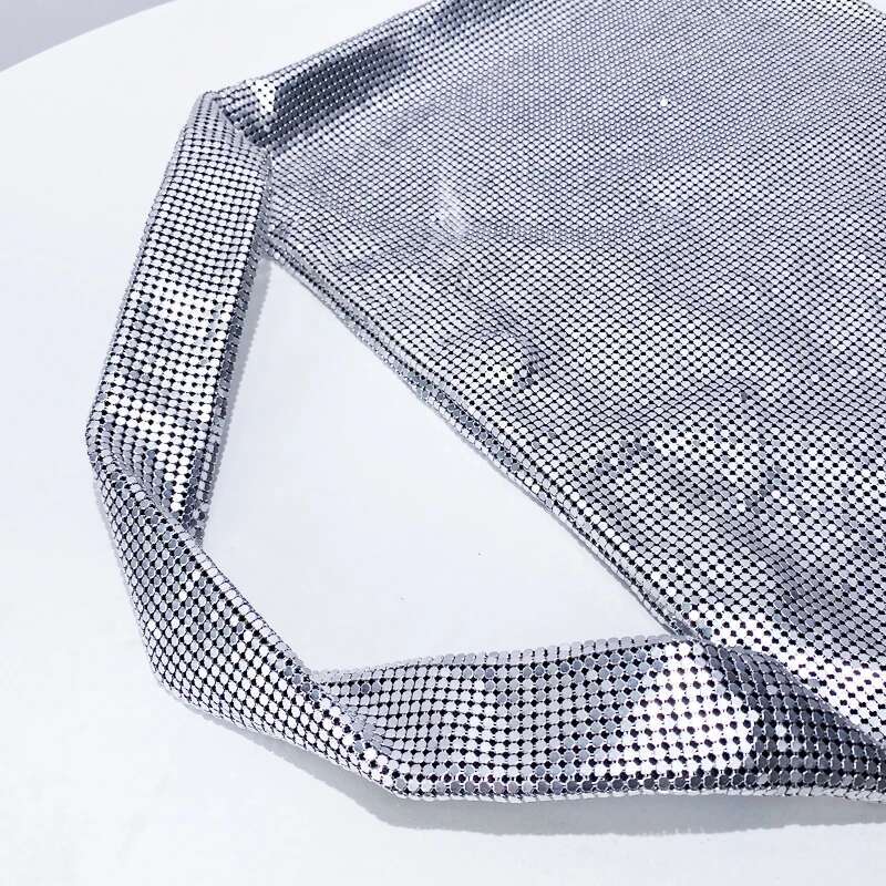 Aluminum Sheet Metal Mesh Sequins Tote Bags For Women Designer Handbag Purse 2024 New In Fashion Shoulder Evening Party