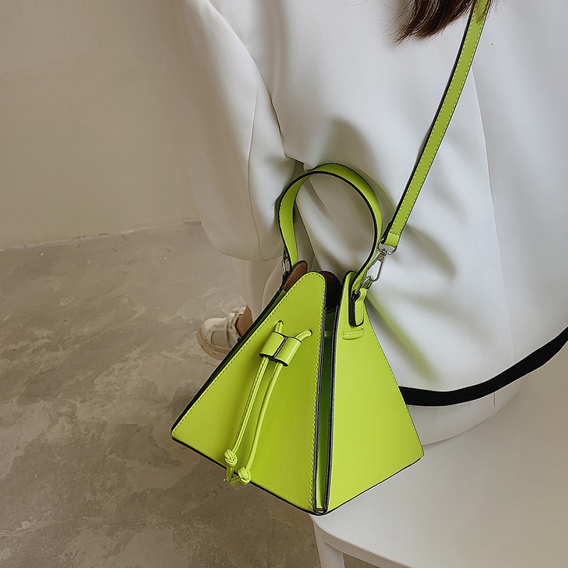 Personalized Triangle 2024 New Forest Soft Girl Candy Color Western Style Handheld Cross Shoulder Bag PU