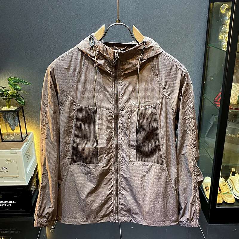Summer Ultra-Thin Soft Ice Silk Sun Clothing Men2024new UV Protection Outdoor Fishing Hooded Climbing Jacket