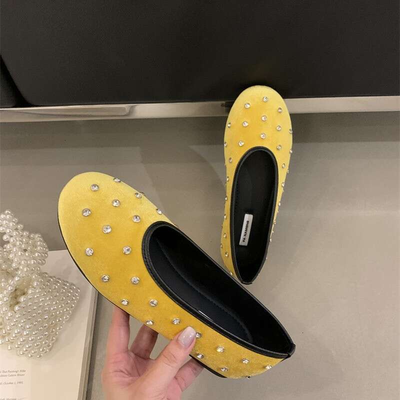 2024 Autumn/Winter New Shallow Versatile Ballet Fashion Water Diamond Mary Jane Single Shoes for Women