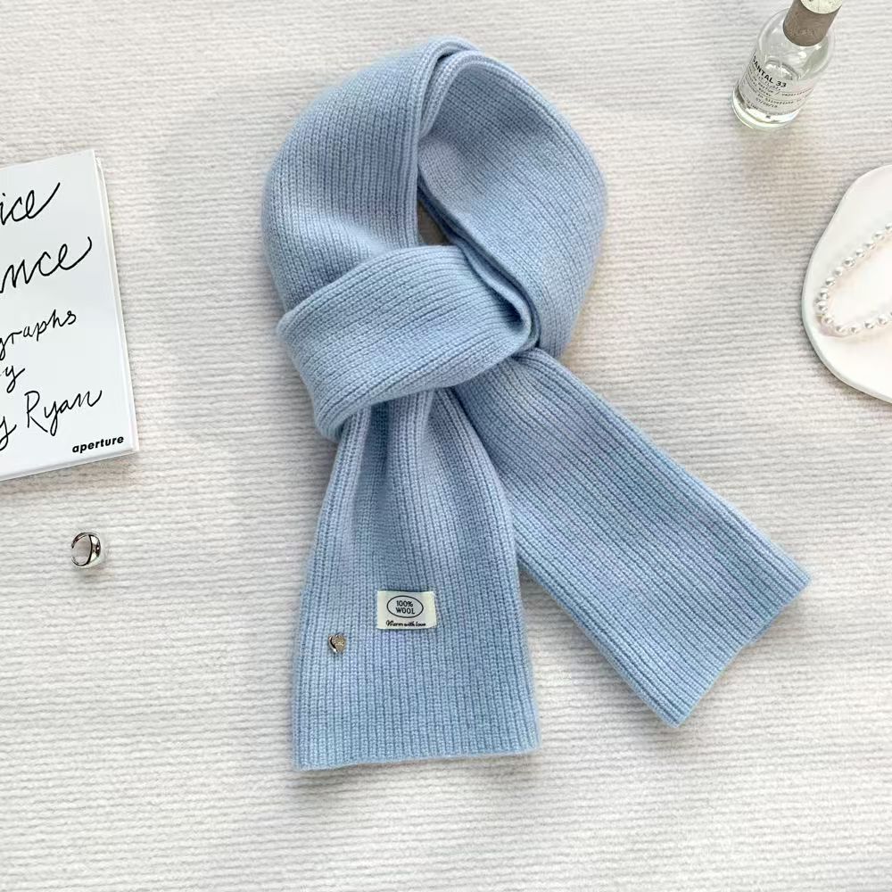 T232 new soft 100% pure wool vertical pit scarf solid color light luxury versatile neck scarf female couple universal style