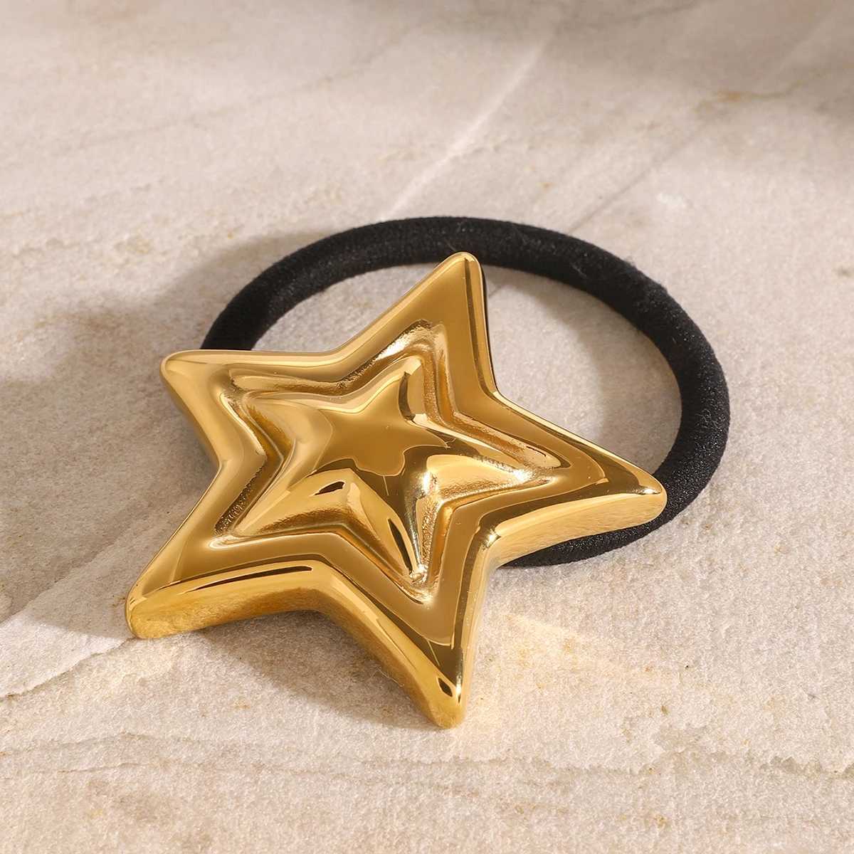 Youthway Stainless Steel Metal Five Point Elastic Hairband Rope Waterproof 18K Gold Plated Hair Jewelry 2024 X250306