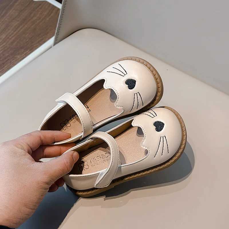 Toddler Girls Shoes Princess Casual Flats Child PU Leather Mary Jane Shoes Baby Girls Cute Cat Loafers Kids Back to School ShoesT250306