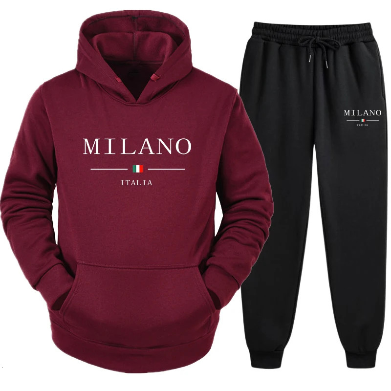 High Quality Men Two Piece Outdoors Mens Tracksuit Set Sportswear Sweatpants Hoodie Fashion Comfortable Casual Jogging 250306