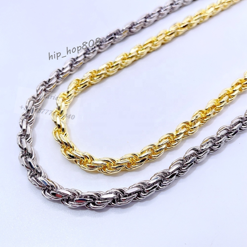 Wholesale Price High Quality Necklace 6mm Width Necklace 925 Silver Rope Chains Diamond Rope Chain