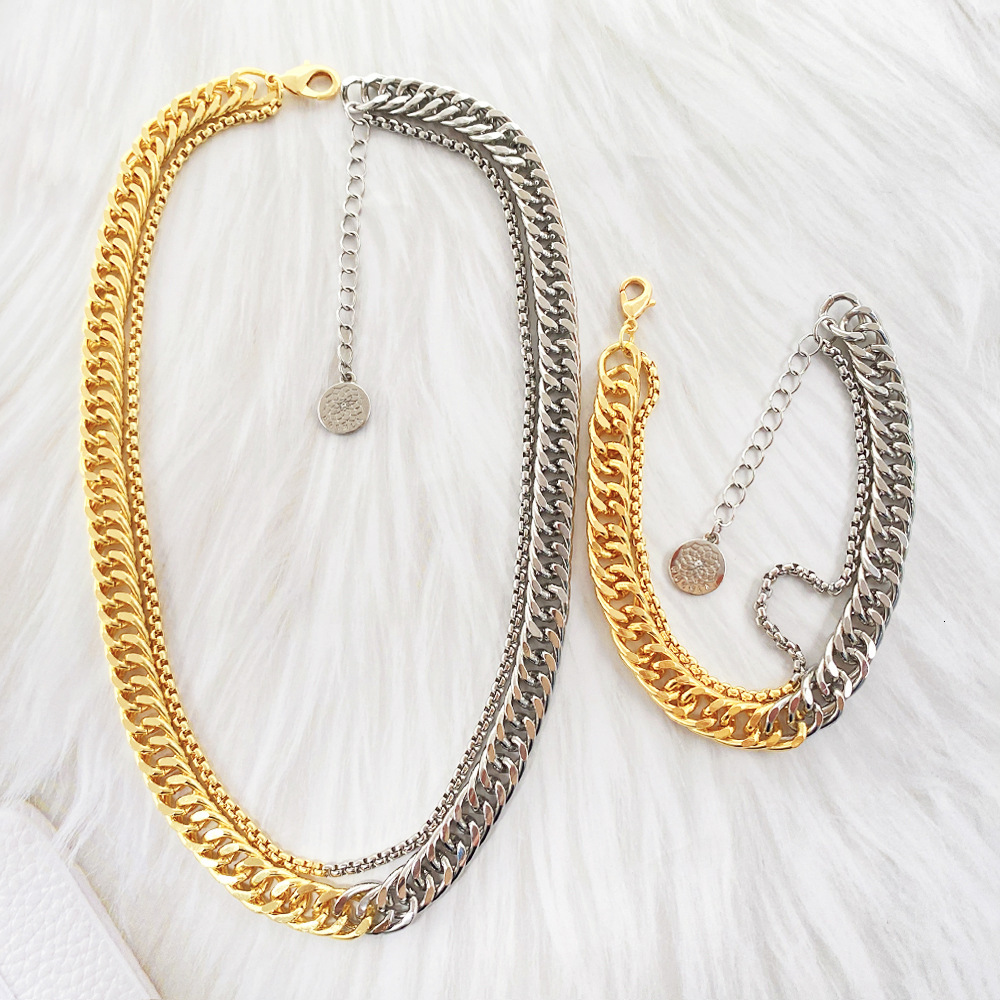 Simple Retro Niche Black And White Gold Ins Fashion High-grade Cuban Necklace Women's Jewelry