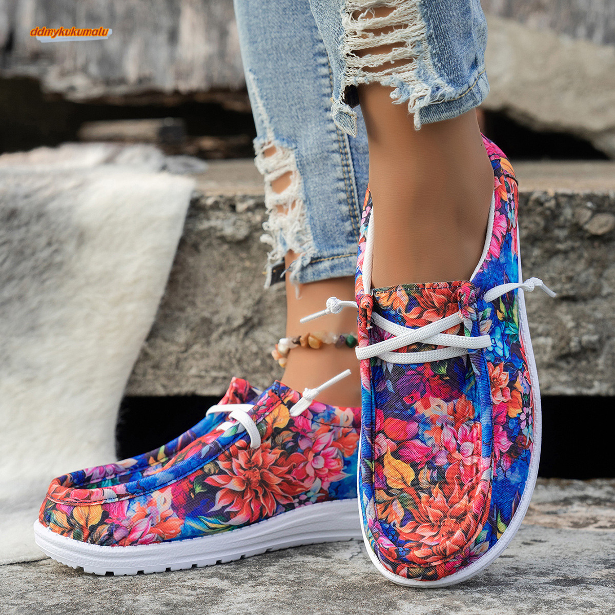 2024 New Fenghua Duo Front Strap Low Top Large Fashion Sports Women's Casual Single Shoes #ddmykukumalu