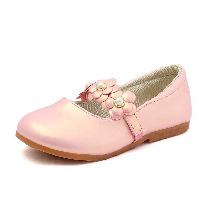 Baby Moccasins Kids Dress Shoes for Party Autumn Girls Leather Flats with Flowers Princess Sweet Children Shoes for School 26-36T250306